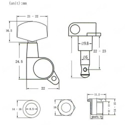 Ģitāras stīgu spriegotāji DSF-AE-CH (3+3)