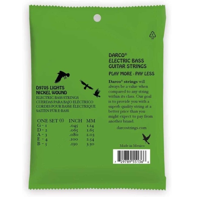 5-stīgu basģitāras stīgas Darco D9705 (45-130)
