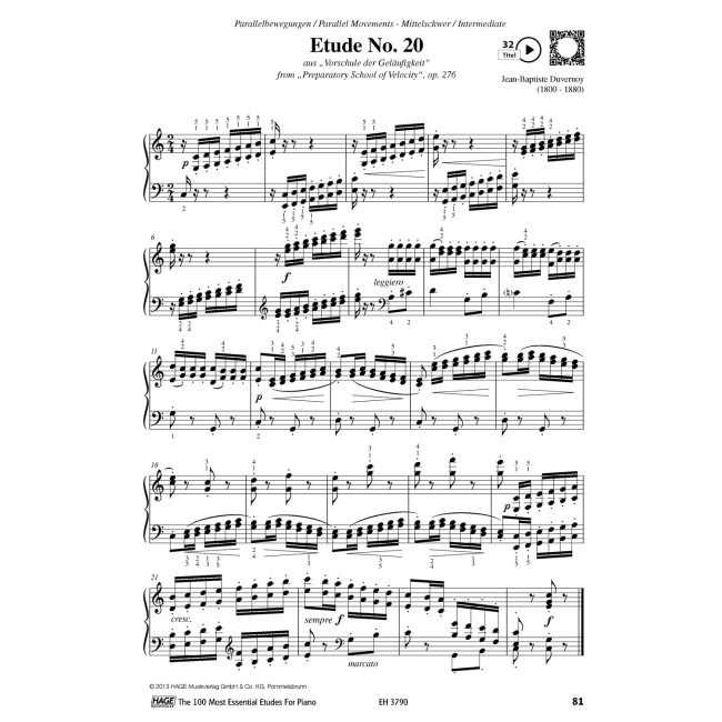 The 100 most essential etudes for piano (Klavieres)