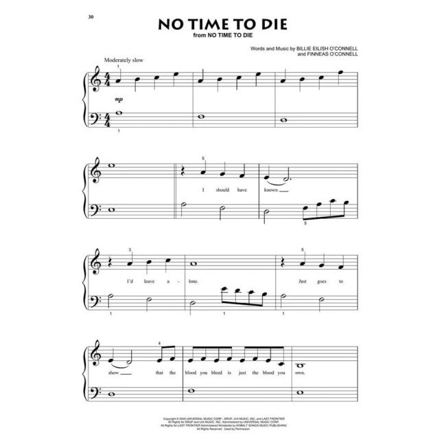 Billie Eilish For Beginning Piano Solo (Klavieres)