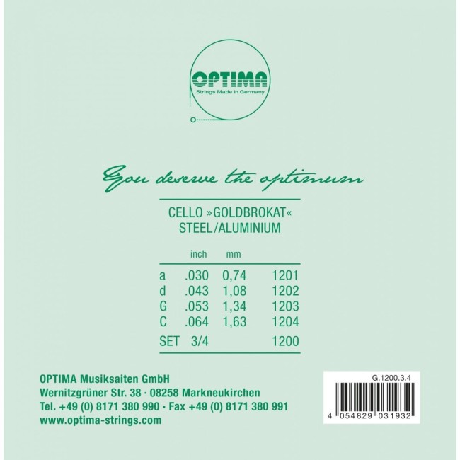 3/4 Optima Goldbrokat čella stīgas G1200-34